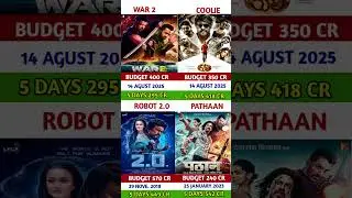 war 2 vs coolie vs robot 2.0 vs pathaan movie Box office collection Comprison