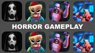 Horror GamePlay: Slendrina Asylum, Freaky Clown Town Mystery, Scary Butcher 3D, Piggy Horror Escape