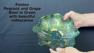 Fenton Peacock and Grape Bowl Green
