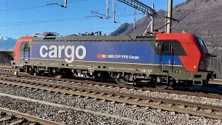 #405# TRENI MERCI - Vectron di SBBCargo in solitaria a Giubiasco! #alptransit 
