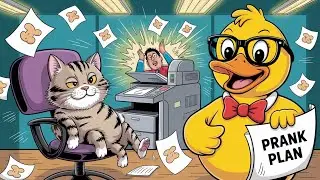 Cat and Duck Prank Gone Wild! 😂 | Funny Animal Duo in Silent Cartoon Mayhem