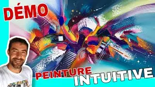 Démonstration peinture abstrait multicolore au couteau