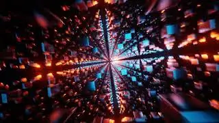 Cyan and Orange Abstract Cubic Dimension Background 1 Hour