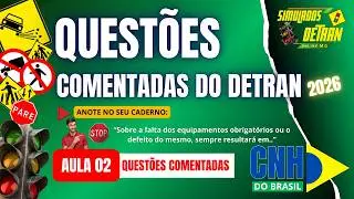 QUEST&Otilde;ES COMENTADAS DO DETRAN - AULA 02  #detran2026 #quest&otilde;escomentadasdodetran2026 ✅