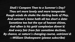 Shall I compare thee to a summer&rsquo;s day? Sonnet 18 William Shakespeare Lyrics Words text
