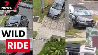 Car thief lines up pedestrian during wild rampage in Port Melbourne | 7NEWS