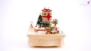 Holiday Village Wooden Music Box