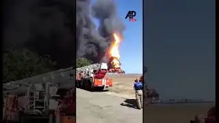 Fire and smoke seen billowing from Rostov oil depot #rostov #fire #smoke #oildepot #russia