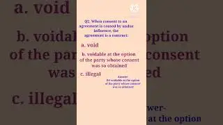 Important MCQs from the law of contracts #ytshorts #youtubeshorts #shortsvideo #indiancontractact
