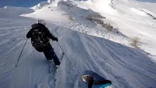 Skiing La Plagne 2018, On and off Etroits Black Piste