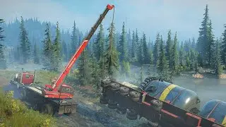 snowrunner Mods - Western Star 8x8 714wm Crane - Heavy Lifting KOLOB 74760 Crash In Lake