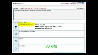 MTH501 quiz 1 Spring 2021 by VU KMS