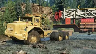 SnowRunner Mods - Biggest Truck Berliet T100 6x6 - Driving Offroad - Heavy Transport Trailer Oil Rig