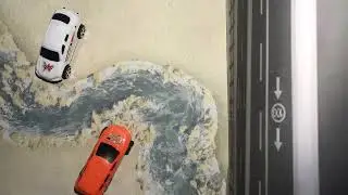 Cars stranded at river side