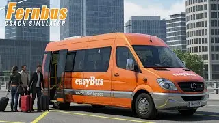 Fernbus Simulator | Mercedes-Benz Sprinter Shuttle | FRA Arrival &rarr; Darmstadt &ndash; Frankfurt | Gameplay