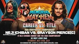 GRAYSON PIERCE (C) VS NEJI ICHIBAN W/ STELLA RANDY -DWA CHAMPIONSHIP MATCH: MEMORIAL MAYHEM