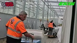 Conscreed E2400 | 2m Head Precision Screeding in Narrow Greenhouse Passages with Concrete Buggies