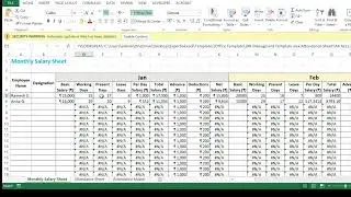 @Excel-14 Monthly Salary Sheet + Attendance Sheet + Attendance Master in One Template.