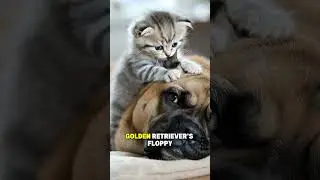 Tiny kitten declares war on big dog... and wins ear nibble supremacy 🐶😈#KittenVsDog #FunnyAnimals