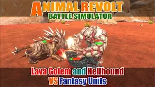 Lava Golem and Hellhound vs Fantasy Units - Animal Revolt Battle Simulator