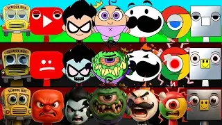 Incredibox Sprunki OC Phase 1 to Phase 3 Emoji 59, Discord, Dirty Bubble, Robin, School Bus, Youtube
