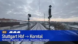 S-Bahn Stuttgart Führerstandsfahrt | S6 Stuttgart Hbf → Korntal | Wintermorgen Cab Ride 🚆❄️