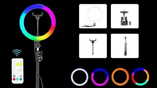 🔆LED RGB кольцевой светильник для видеосъёмки PYNSSEU / LED RGB video ring light PYNSSEU