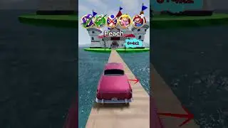 Mario, Peach, Waluigi, Luigi, Toad car bridge challenge ! #beamngdrive