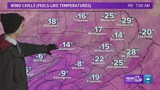 7 PM: Temps to get even colder across Northeast and Central PA