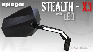 HIGHSIDER Spiegel STEALTH -X3 mit LED Positionslicht