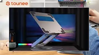 tounee Telescopic Laptop Stand for Desk with 360&deg; Swivel Base, Sit to Stand, Height Adjustable