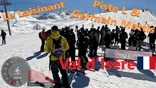 [4K] Skiing Val d'Is&egrave;re, Le Laisinant via Piste L and Germain Mattis, France, GoPro HERO11