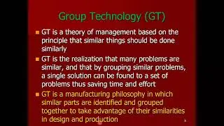 A lecture on Group Technology/Cellular Manufacturing