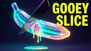 Neon Glass Banana ASMR | UV Crystal Slice & Gooey Drip Sounds #shortsvideo