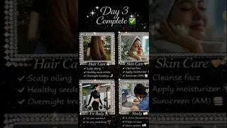 Day 3 Complete ✅ | Hair Growth ✨ Clear Skin 💧 Fit Body 🔥 Study 📚 | 30 Days Challenge