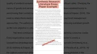 Synthesis Research Literature Essay Paper Example on Value-Added Organization