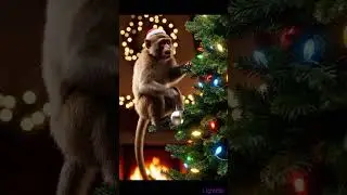 mischievous monkeys decorating a Christmas tree 🌲 #viralshorts