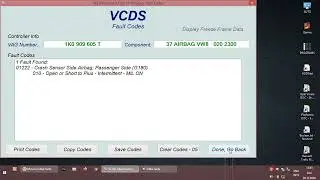 VCDS - VW Golf Mk5, 1.4MPI  - 15.Airbags - DTC scan & clear fault codes