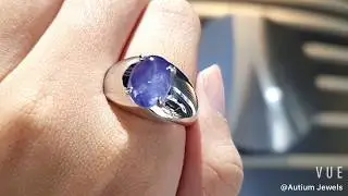 Ando Men's Gemstone Ring Large, Blue Star Sapphire , Minimalist Contemporary Jewelry, 2020-09