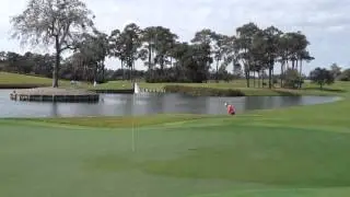 Saucy bunker shot on 16th at TPC Sawgrass