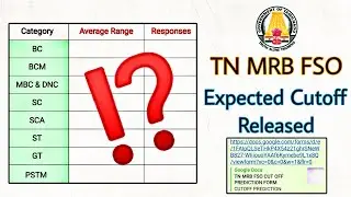 TN MRB FSO Expected Cutoff Released 🎉 | Cutoff prediction based on responses from aspirants