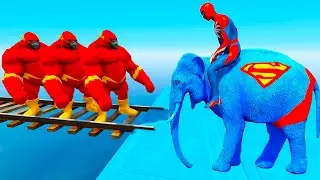 Long Slide Game With Elephant Gorilla Buffalo Hippopotamus Tiger - 3d Animal Game - Funny 3d Animals