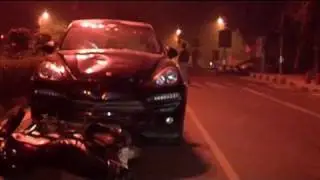 Woman driving Porsche crashes into bike