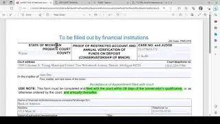 PC 669 Proof of Restricted Account and Annual Verification of Funds