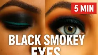  5 min black 😮😮smokey eyes with green liner | 5 min eyes tutorial | parul garg inspired smokey eyes 