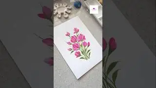 Painting easy onestroke flowers using round brush #wocol  #shorts