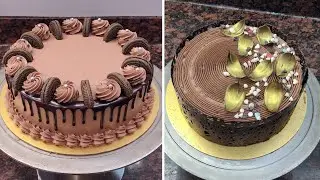 Beautiful Chocolate Cake Design with Golden Leaves | Elegant Chocolate Decoration Cake Tutorial 