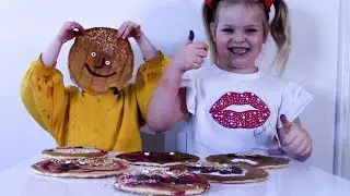 Erin and Lilly Mae make pancake faces - easy pancake activities for toddlers and young children