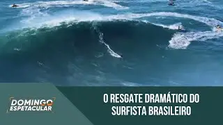 Carlos Burle enfrenta ondas gigantes em Nazar&eacute; e sofre acidente impressionante
