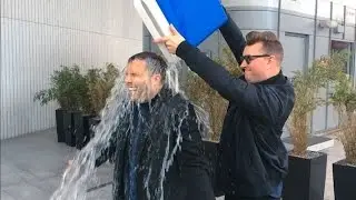 Sam Smith soaks Dan Wootton in the Ice Bucket Challenge